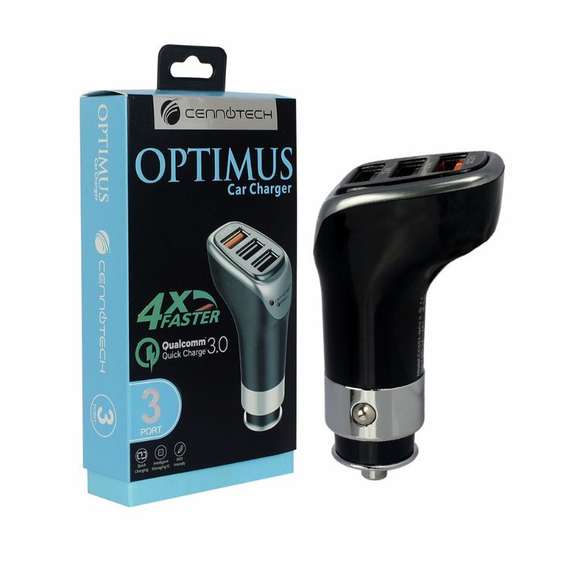 Cennotech 3 USB Port Car Charger Optimus Qualcomm / Charger Mobil