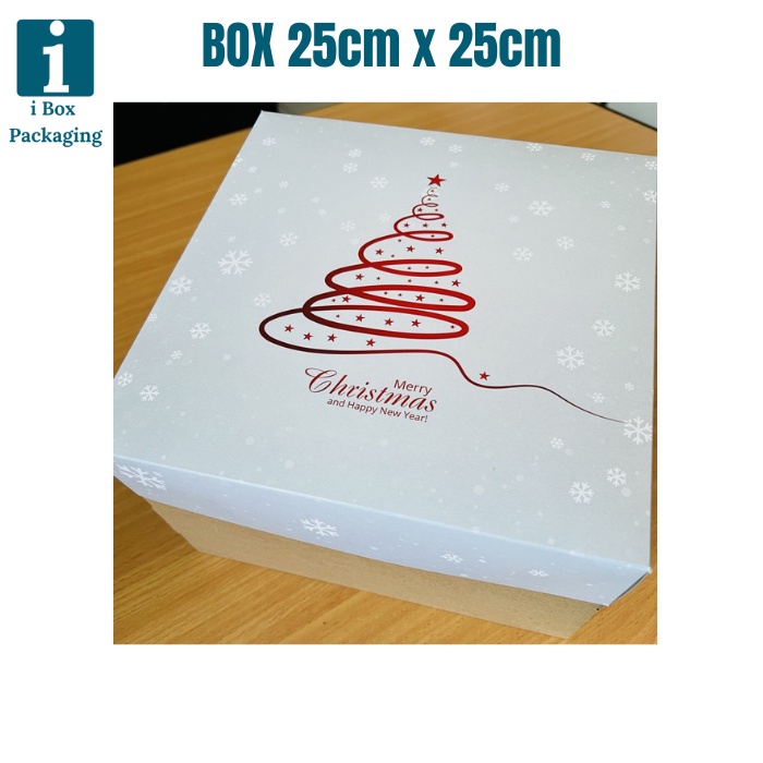 

[ 5 Pcs ] Kotak Kue Dus Lapis Legit Legit Natal Box Cake Pudding Bon Appetit Packaging Hampers Parcel Xmas Dus 25x25cm