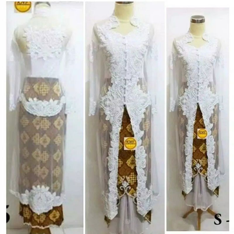 SETELAN KEBAYA AKAD PUTIH//KEBAYA PAYET AKAD//KEBAYA PENGANTIN PUTIH