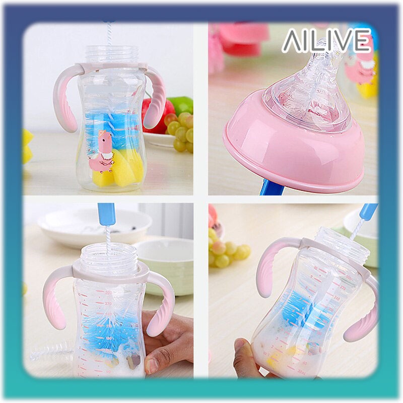 Sikat Botol Busa 2IN1 / Sikat Pembersih Botol Dot Bayi Busa Brush And Baby Pacifier Bottle Nip