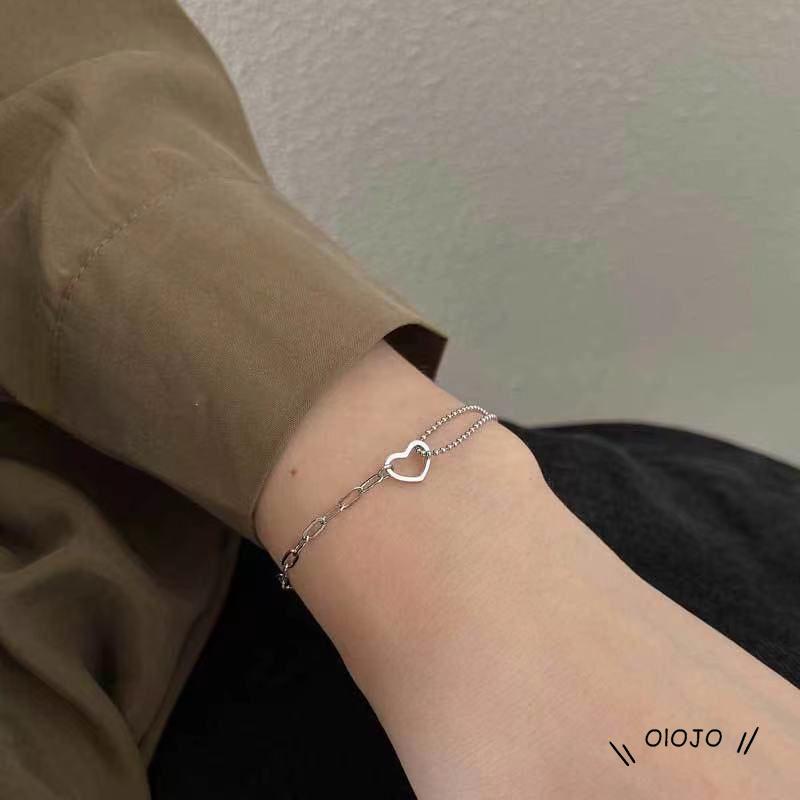 【COD】Gelang Rantai Double layer Bentuk Hati Model Hollow Out Untuk Wanita