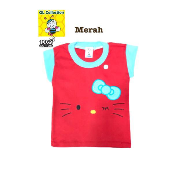 OBRAL! ISI 3PCS! ATASAN BLUS STALI ANAK ALL SIZE 6-12 BULAN BORDIR KITTY 100%KATUN