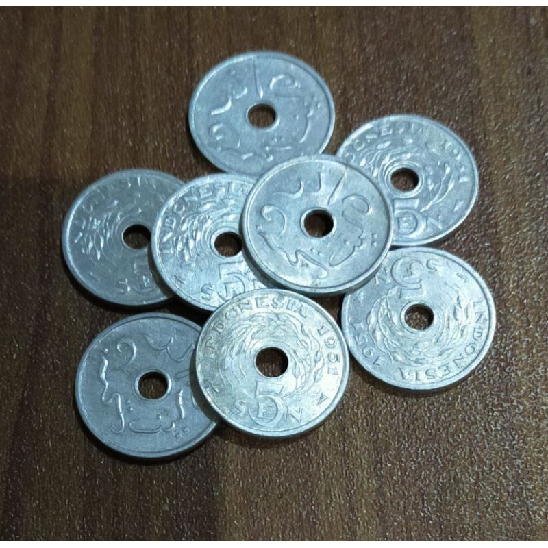 UANG KOIN / KOIN KUNO 5 SEN BOLONG ALUMINIUM