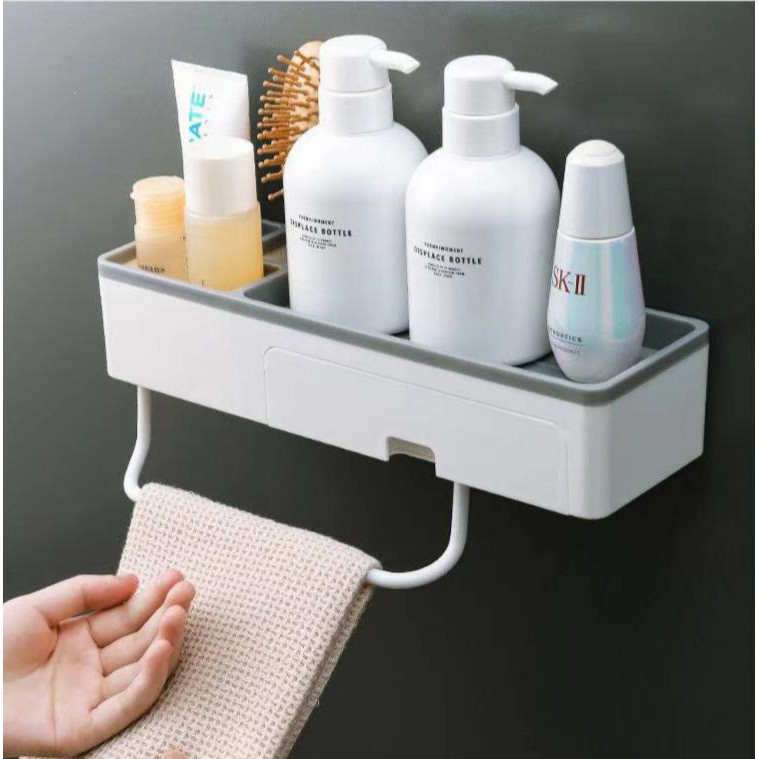 Bathroom Shelf / Rak Kamar Mandi Serbaguna Ukuran 31,5 Cm Dengan Hanger