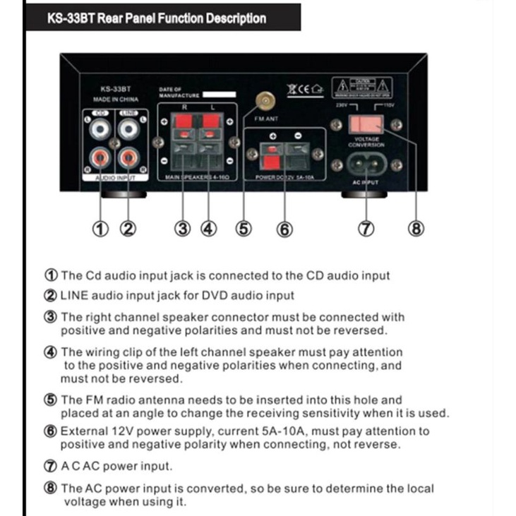 Kerndy Bluetooth EQ Audio Amplifier Home Theater FM 1000W-KS-33BT