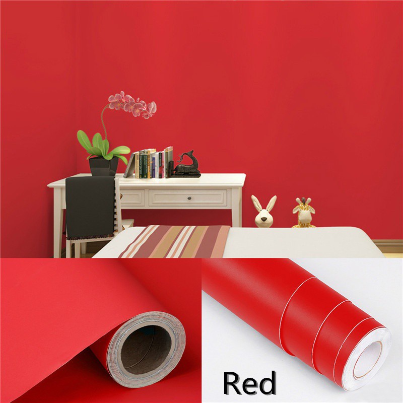 Wallpaper Stiker Dinding Solid Merah Polos 10M | Wallpaper Kamar Tidur | Wallpaper Dinding Kamar Tidur | Wallpaper Ruang Tamu | Wallpaper Murah | Wallpaper Elgant | Wallpaper Anti Air
