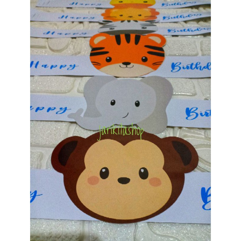 TOPI MAHKOTA ULANG TAHUN LINGKAR ANIMAL ZOO JUNGLE SAFARI DEKORASI PESTA