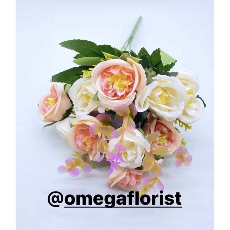 Rose Ekaliptus Bunga Artificial/Bunga Plastik/Bunga Dekorasi/Dekorasi Pernikahan/Pernikahan-Peach