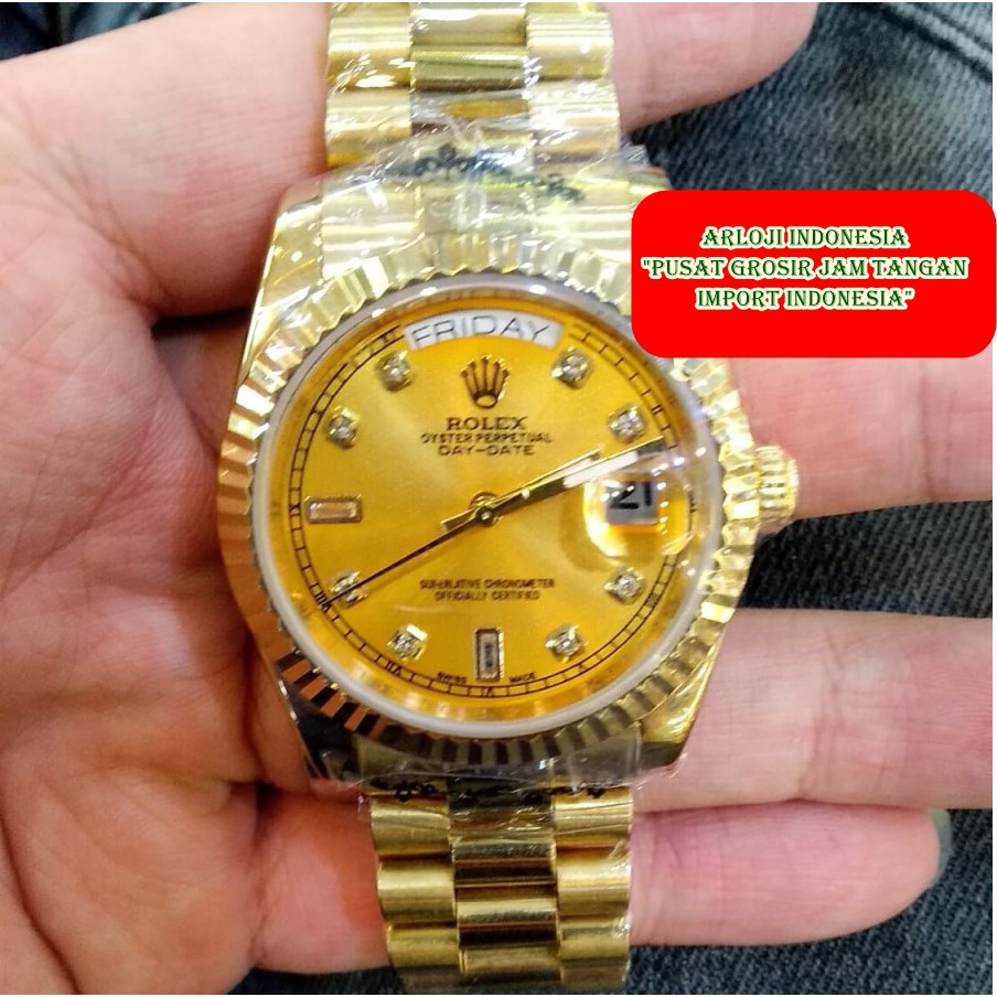 Big Sale Jam Tangan Wanita ROLEX DayDate Diamond Gold Garansi 1th