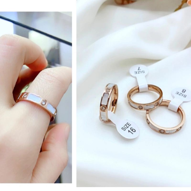 Cincin Titanium Asli Rosegold Premium Quality Anti karat anti alergi Ring Stainless steel set C17