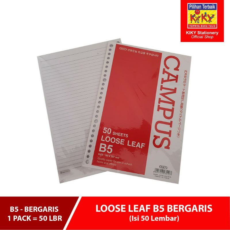 

Kertas File / Loose Leaf dengan merk KIKY ukuran B5 50 LMBR