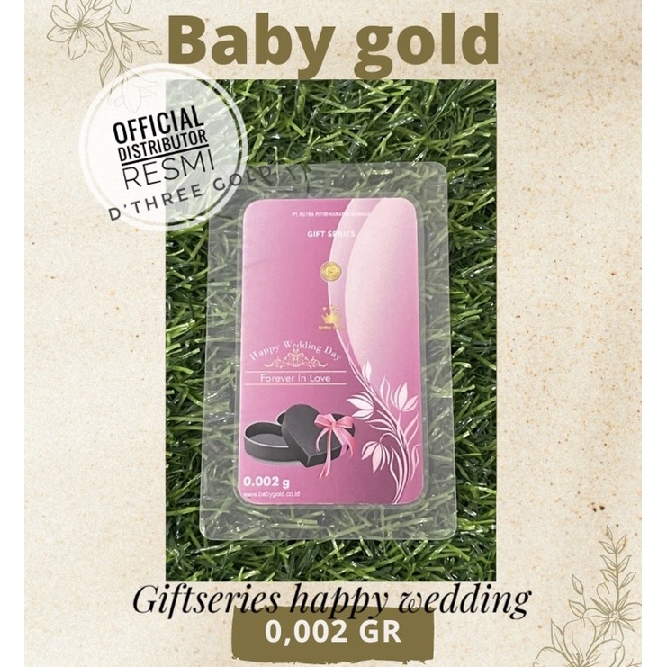 Baby Gold 0,002 Gram Happy Wedding Emas Mini Logam Mulia 24 Karat