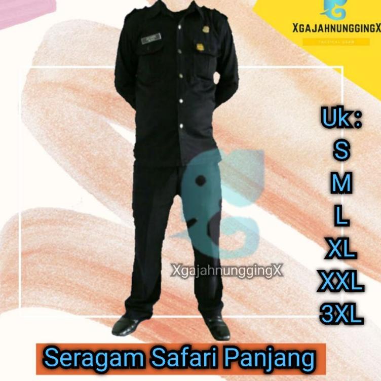 Baru COKLAT TUA  Seragam Setelan Safari Lengan Panjang Security Satpam Berkualitas Murah Bandung 