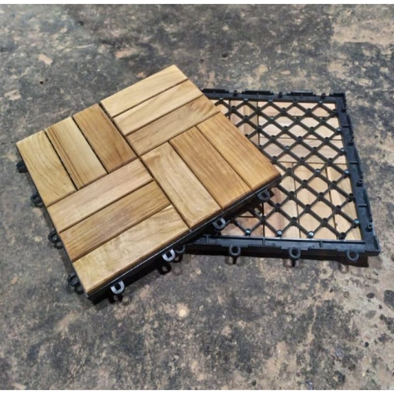 Ubin lantai decking tile solid kayu jati kualitas Expor //Ubin lantai