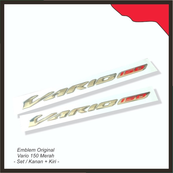 Emblem - Logo Timbul Vario 150 Merah - Set / Kanan + Kiri