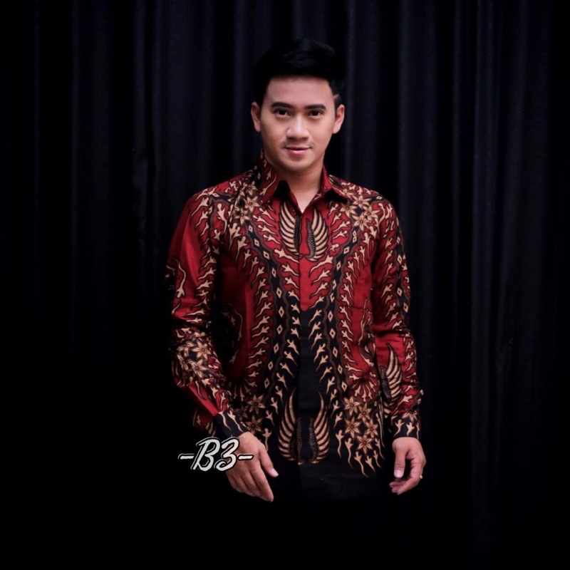 Kemeja Batik Pria Modern Lengan Panjang Casual Modis Slim Fit Trendy Masa Kini OL 162