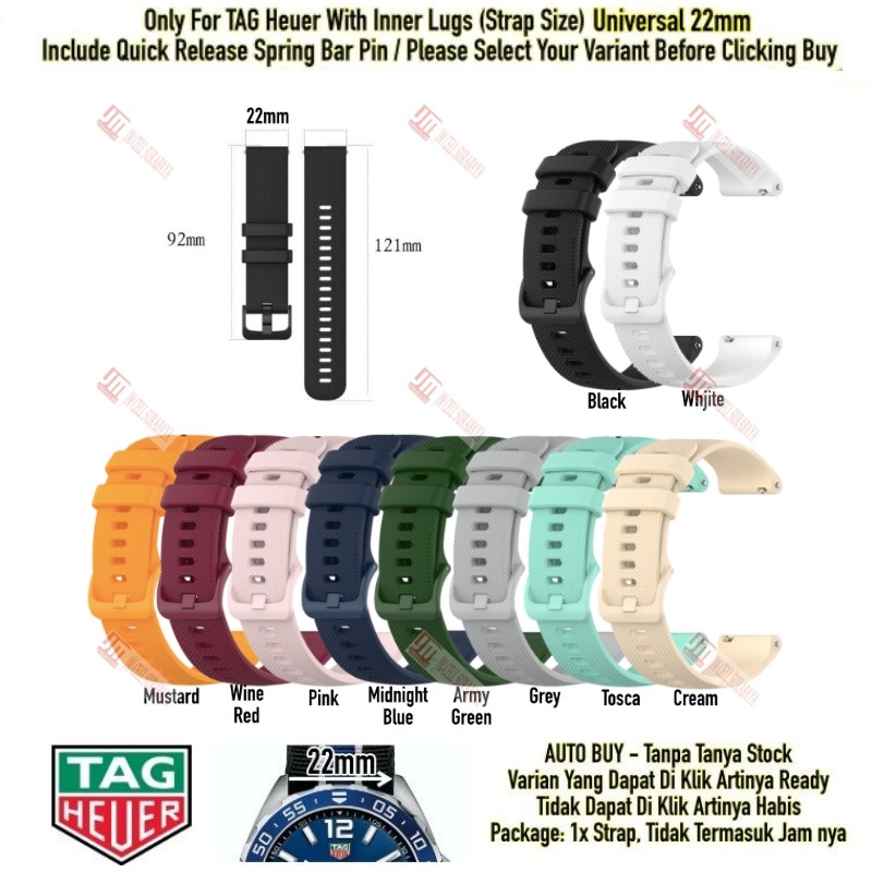 Tali Jam 22mm Watch Strap Universal For Tag Heuer - OYE Rubber Silikon Quick Release