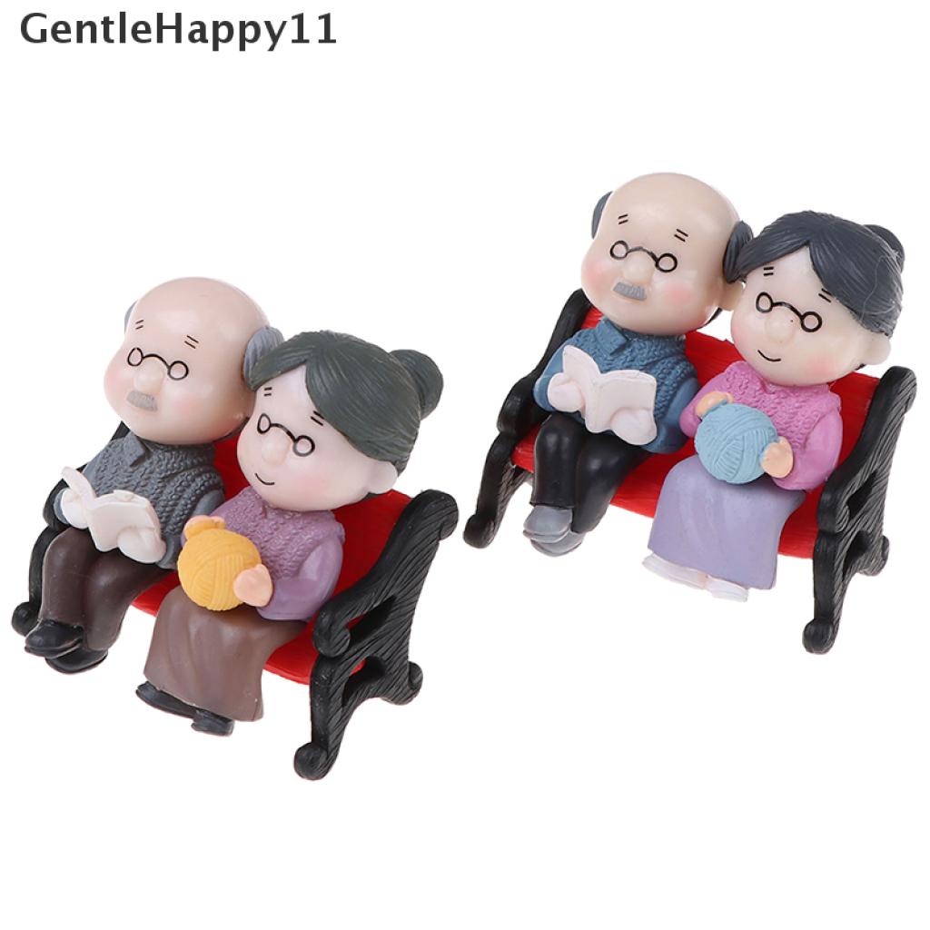 Gentlehappy 1 Set Miniatur Kakek Nenek Untuk Dekorasi Lansekap Mikro / Rumah Boneka