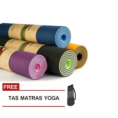 VIDICI BONUS TAS !! Matras Yoga Tebal TPE Bukan NBR , Cantik (2 warna),  Dan Anti licin  / Matras Olahrga / Matras Senam