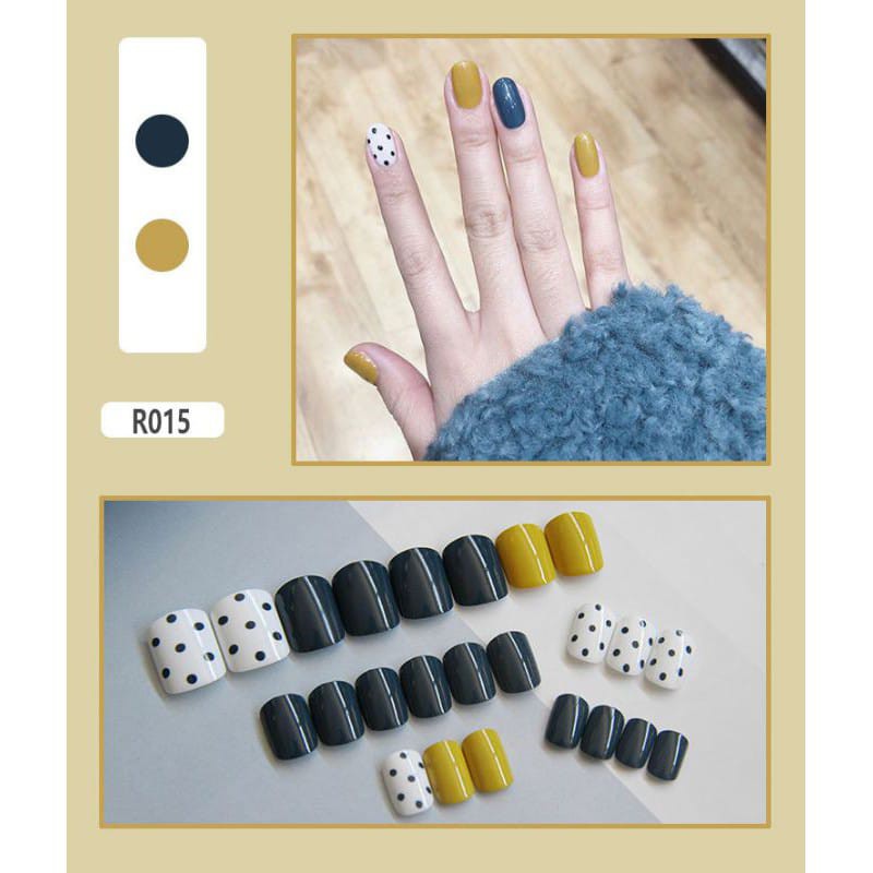 {R001-R020} kuku palsu fake nail art kode R [isi 24pcs + lem + box] kuku palsu R-Fake nail art R