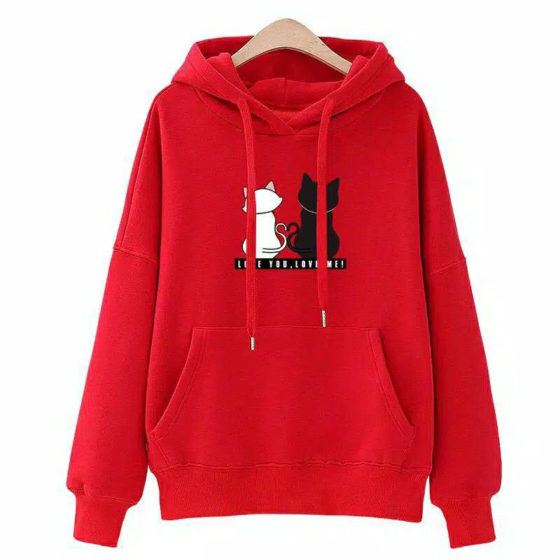 S - XXXXXL(6XL) Hoodie MEAW Cute Cat OVERSIZE Jaket Kucing LOVE YOU LOVE ME BIGSIZE Cute Cat Hoodie Unisex Harajuku Style