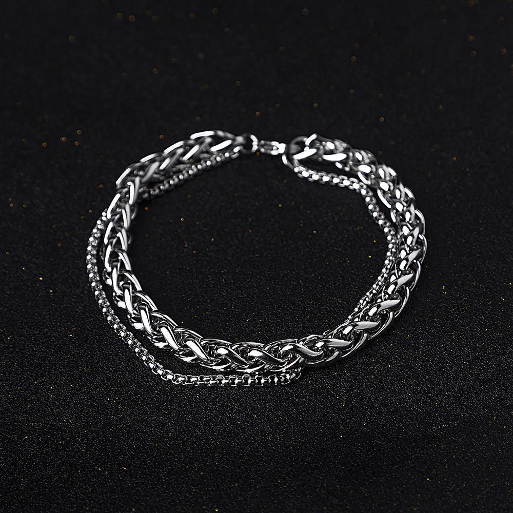 Gelang Ganda Bahan Titanium Steel Gaya Korea Untuk Pria Dan Wanita