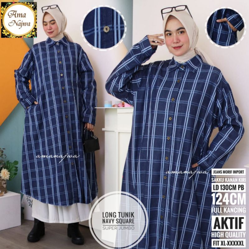long tunik square by Ama najwa jeans