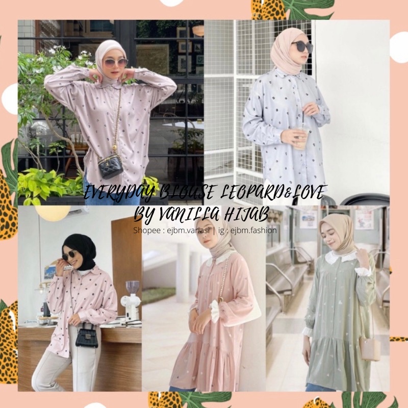LEOPARD BLOUSE BY VANILLA HIJAB | LOVE BLOUSE BY VANILLA HIJAB