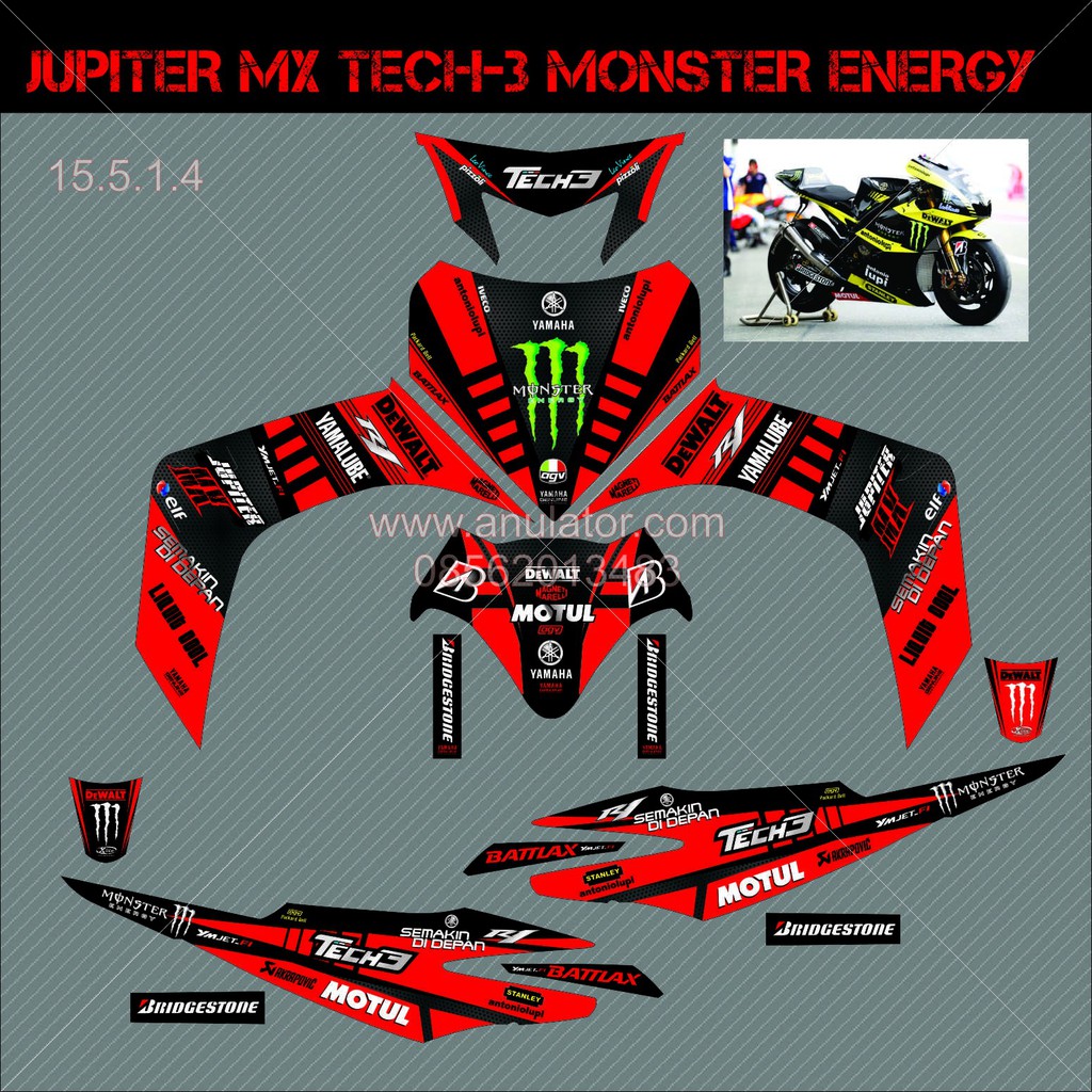 Sticker Striping Motor Stiker Yamaha Jupiter Mx Red Monster Spec A