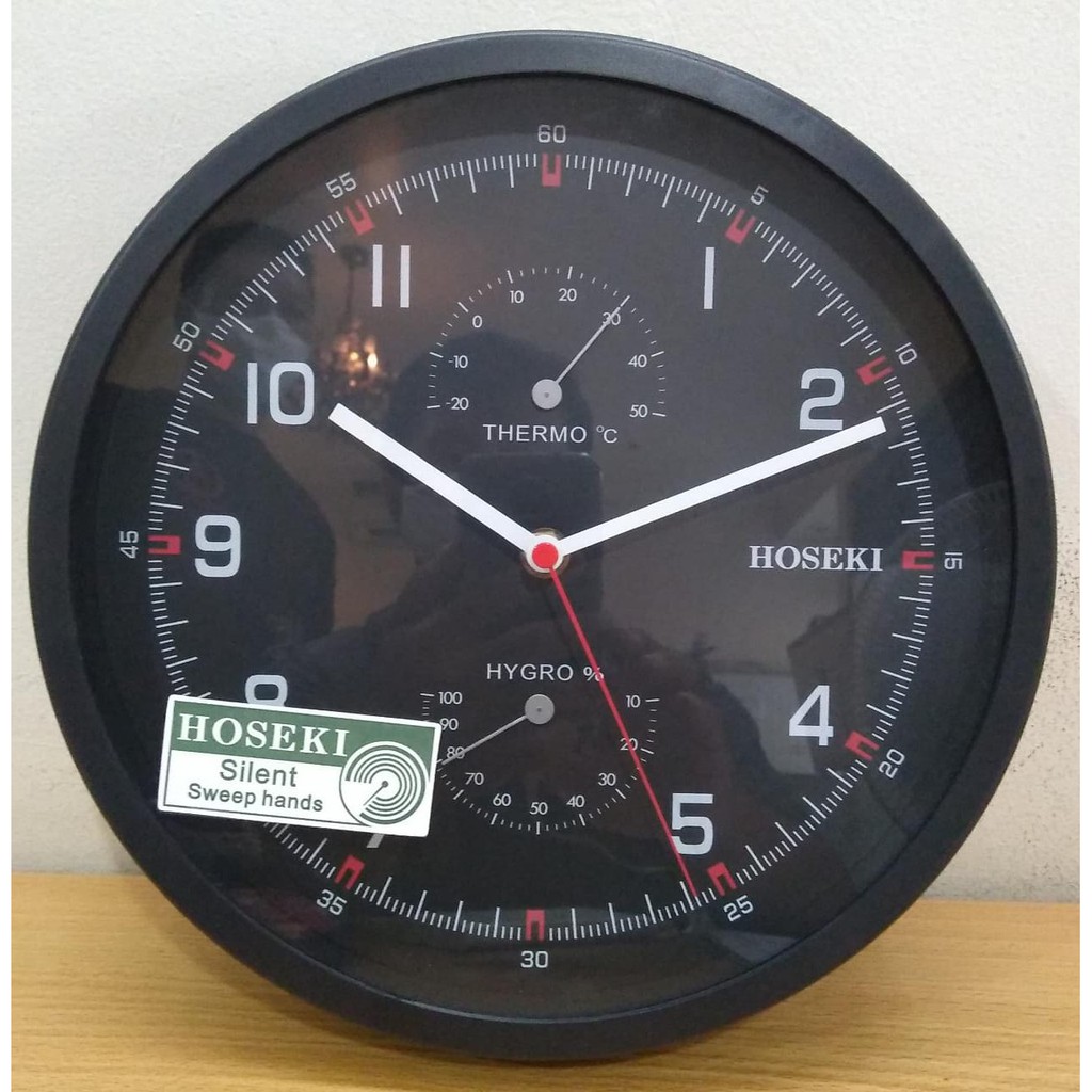 Jam Dinding Thermo Hygro / Analog Wall Clock Hoseki H-9402