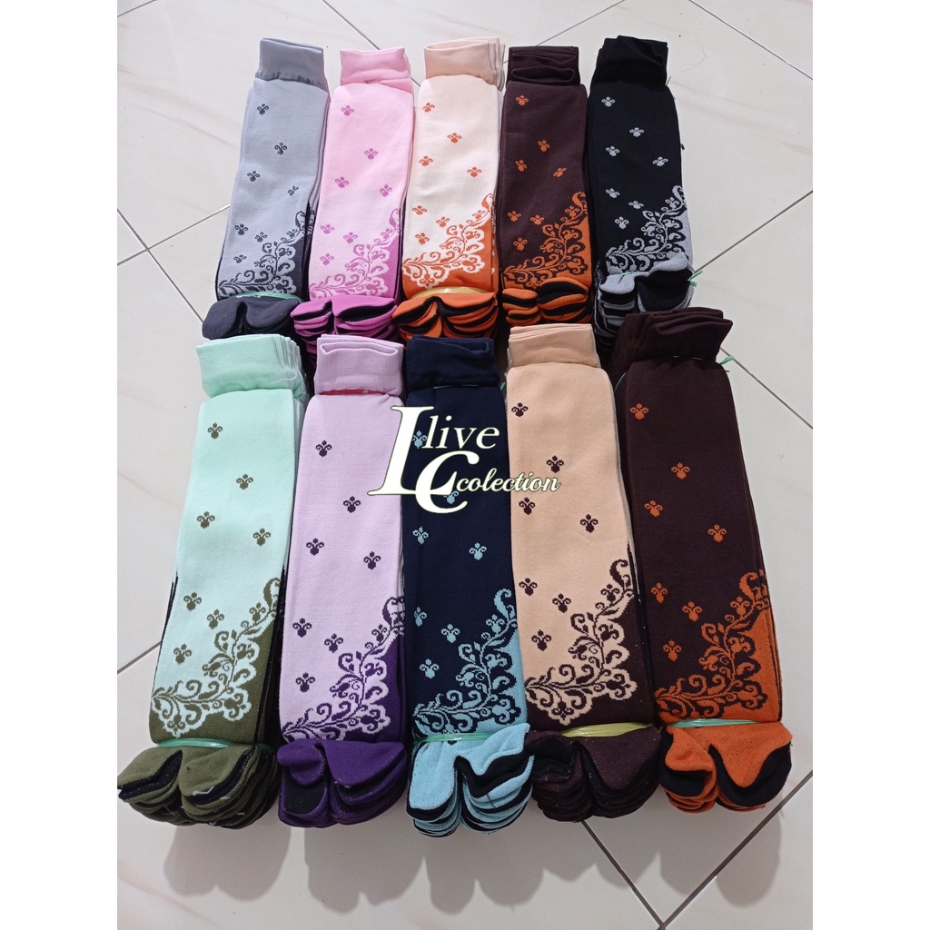 1 lusin kaos kaki jempol nylon motif atau polos randoom nonkemas