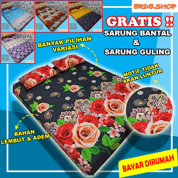 SPREI 120X200 SPRAI SEPRAI SEPREI KINTAKUN 160X200 180X200 SARUNG KASUR BUNGA LADY ROSE FLAMINGO E13