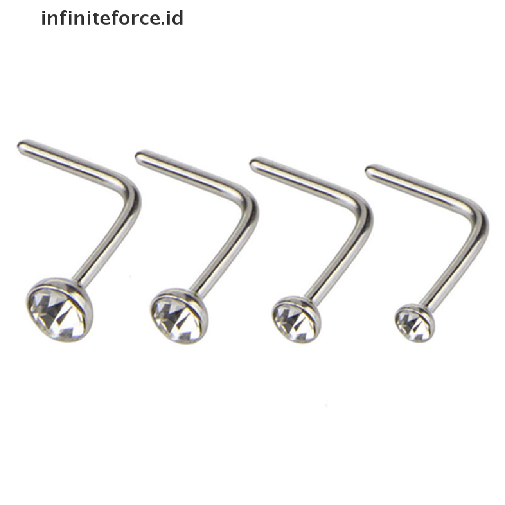 Infiniteforce.id 12pcs / Set Cincin Tindik Hidung / Tubuh Bahan Surgical Steel Hias Kristal