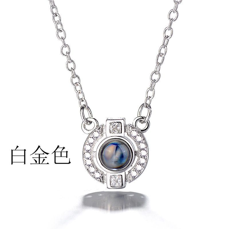 [Ready Stock]Fashion Plated 925 Sterling Silver Rose Gold Pendant round Diamond-Studded Necklace