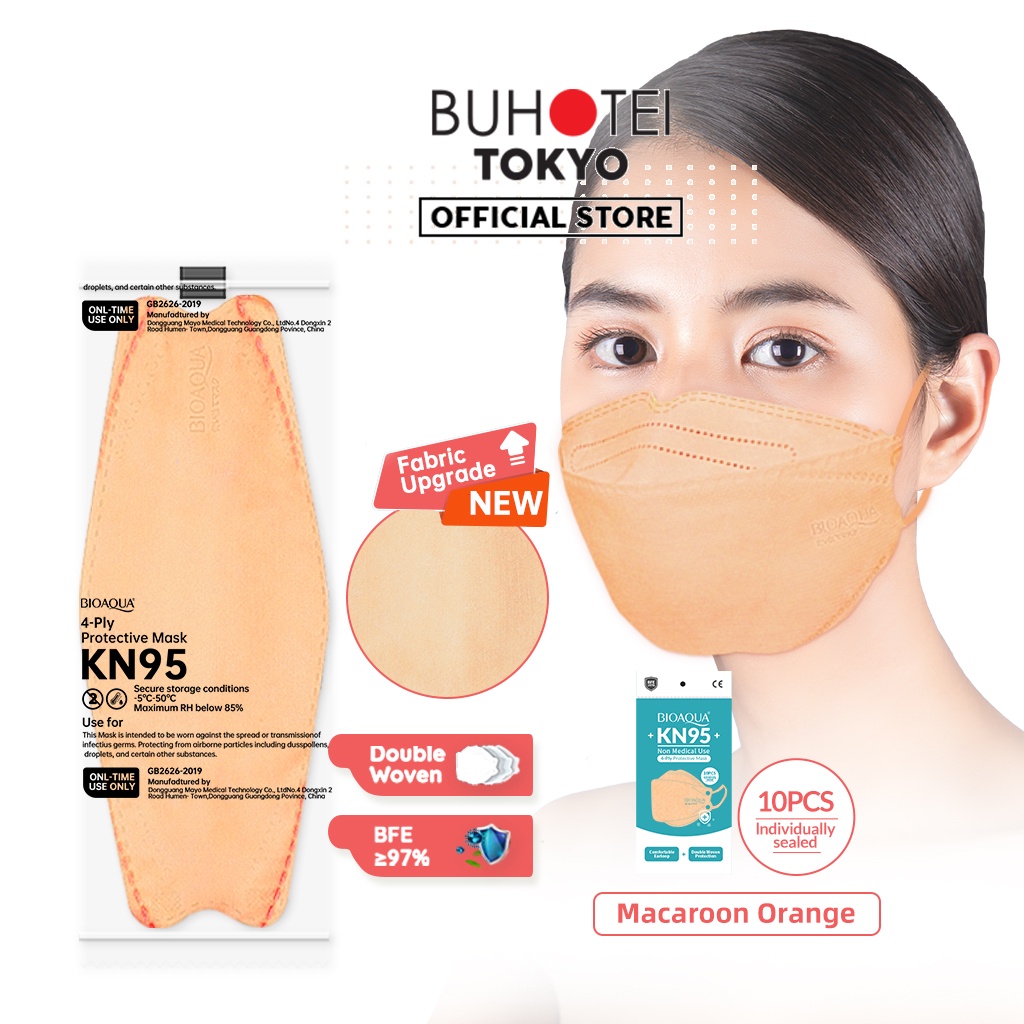 BUHOTEI Disposable Masker wajah EVO Earloop Face Mask Kesehatan masker medis-BA-Orange INV 10pcs