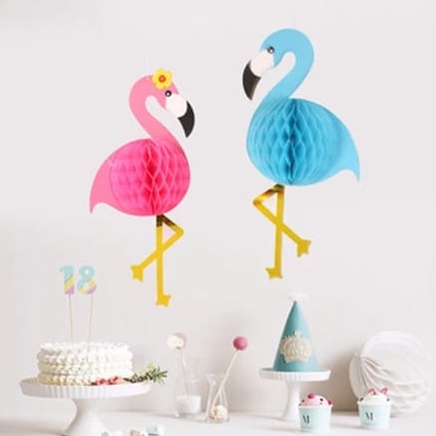 Honeycomb FLAMINGO 60 CM -  honeycomb kertas krep - lampion kertas warna - lampion bulat