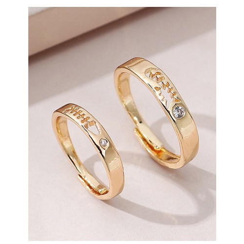 LRC Cincin Fashion Gold Color Fish-shaped Pattern Ring Set Y65678