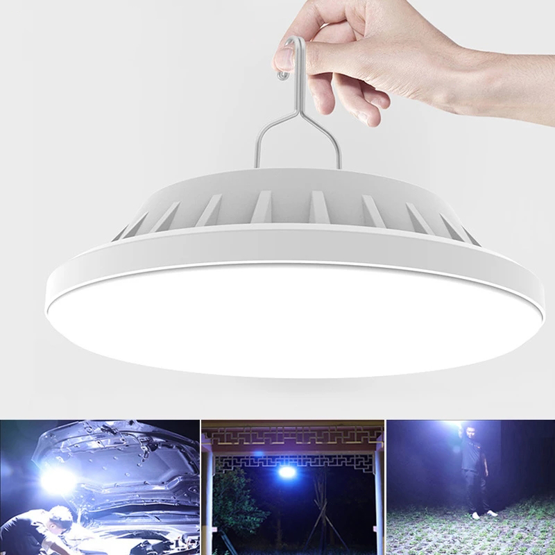 Lampu Senter Led Portable Usb Rechargeable Bentuk Ufo Dengan Kait Untuk Taman / Outdoor / Camping