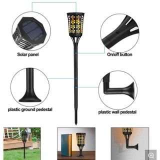 Lampu obor 51 LED tenaga surya lampu api taman tancap solar tipe 2