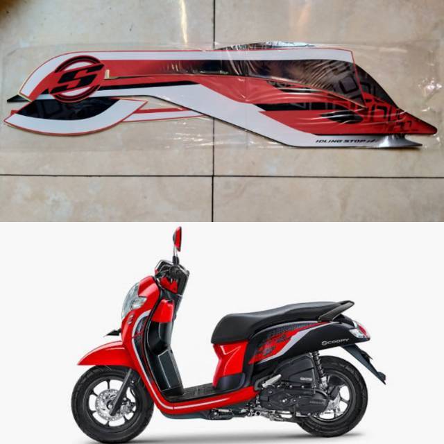 Striping striker Honda Scoopy sporty 2019 striping Scoopy 2019 merah terlaris