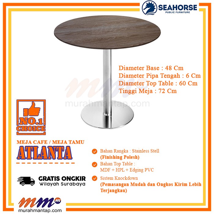 Meja Cafe | Meja Cafe Outdoor | Meja Cafe Minimalis | Seahorse Atlanta Stainless