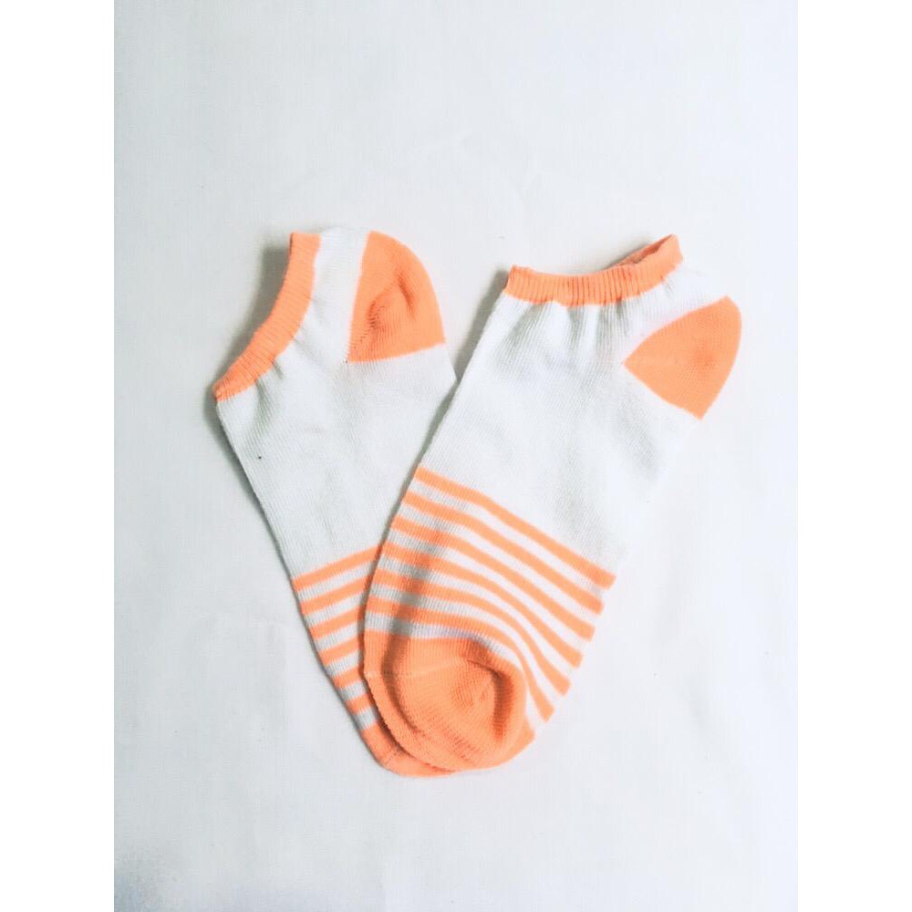 FAYES Kaos Kaki Wanita Ankle Kaos kaki Cute Kaos Kaki Motif Kaos Kaki Semata Kaki Socks U16-H03 ORANGEWHITE