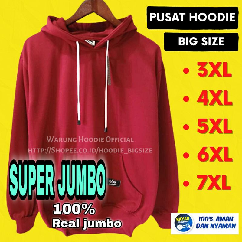 Hoodie Jumbo Oversize Pria dan Wanita Ukuran 4XL-7XL Bisa Muat sampai BB 150KG Hoodie Big Size