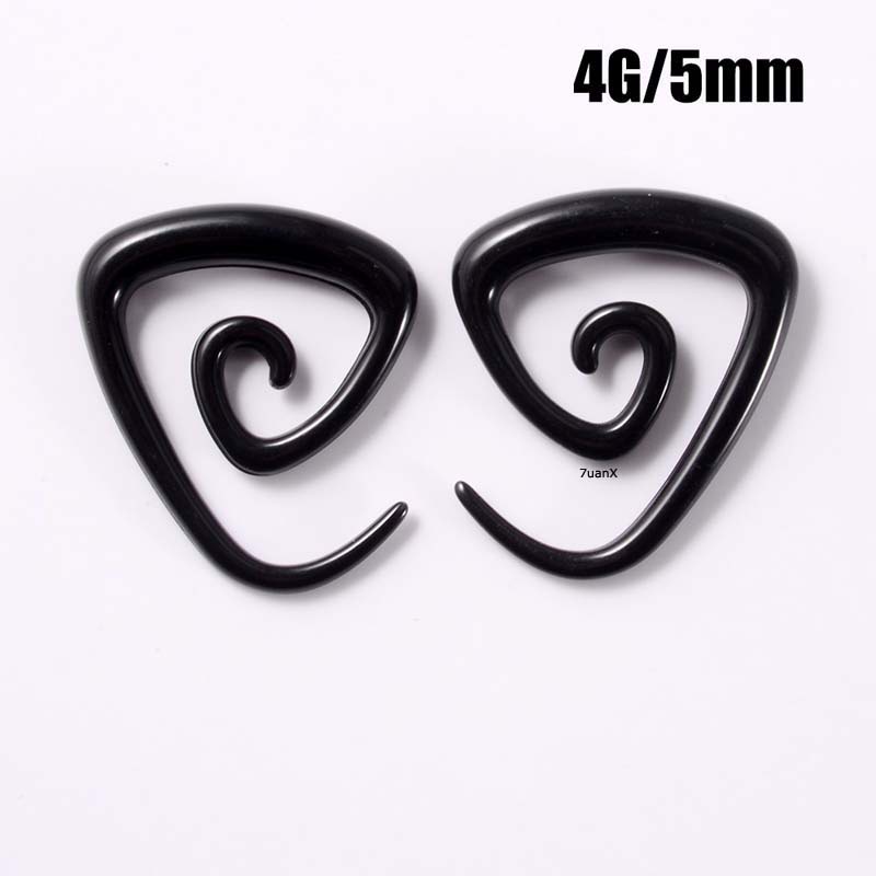 2pcs Anting Tindik Bentuk Spiral Bahan Akrilik Ringan Warna Hitam Untuk Unisex