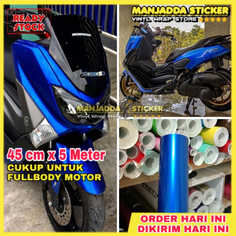 Stiker Skotlet Motor Biru Candy Metalic 45cm X 5meter