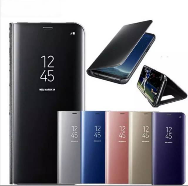 CASE Filp Miror kaca Clear View Samsung A9 2018 A6 plus 2018 CASING SARUNG