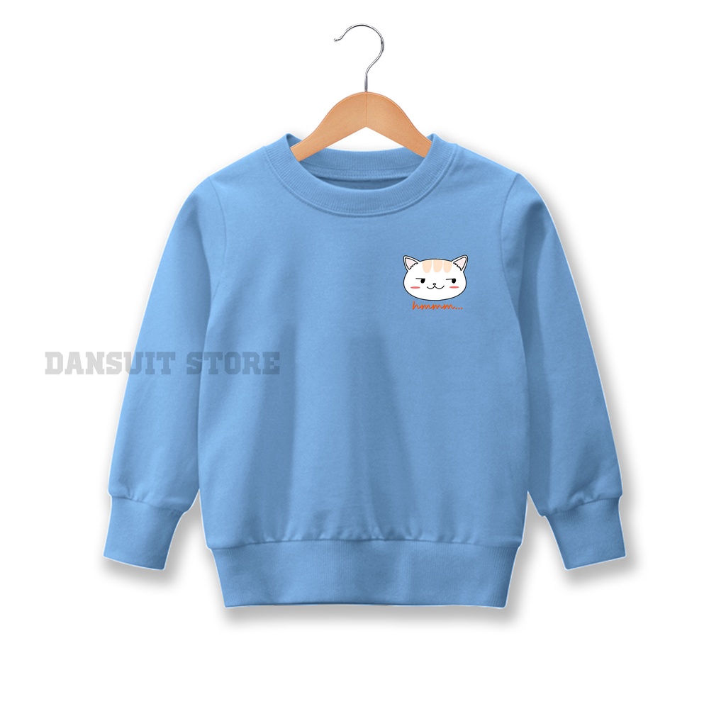 Sweater Anak Perempuan Sweater Crewneck Motif Kucing CAT Anak Usia 4-13 Tahun