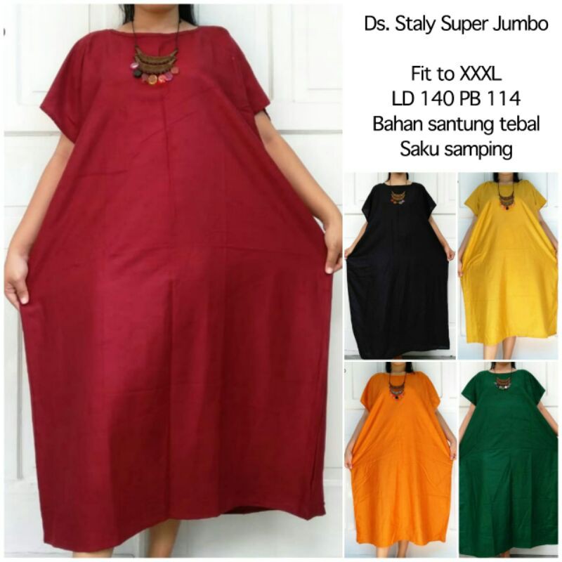 Daster Jumbo LD 140 Dress Jumbo Big Size dress Daster Polos Jumbo daster Staly polos rayon murah