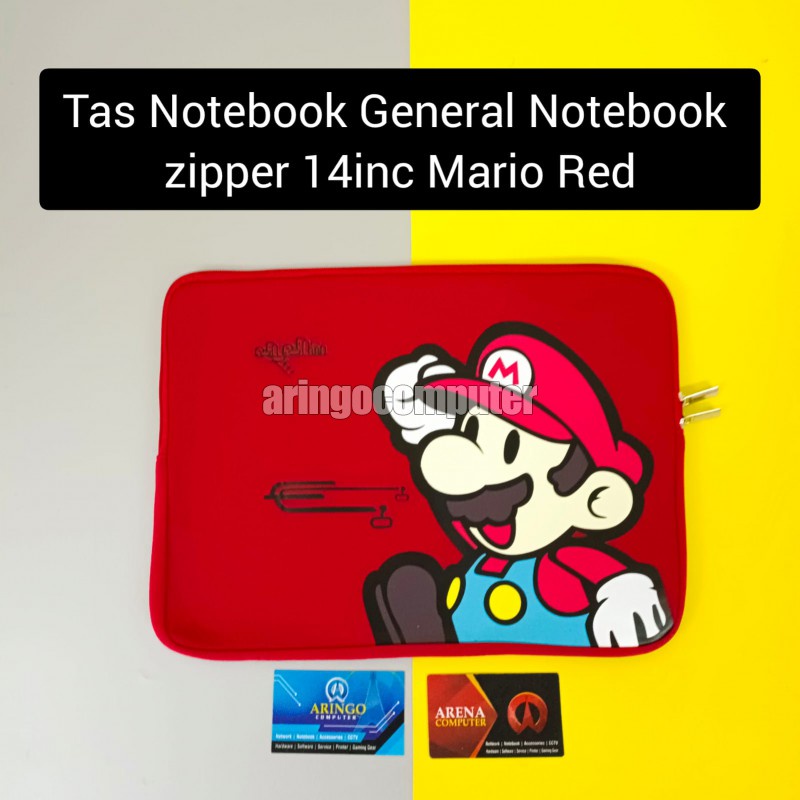 Tas Notebook General Notebook zipper 14inc Mario Red