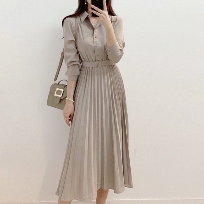 CASUAL OFFICE KEMEJA BLOUSE MIDI DRESS PREMIUM KOREAN STYLE ALLSIZE